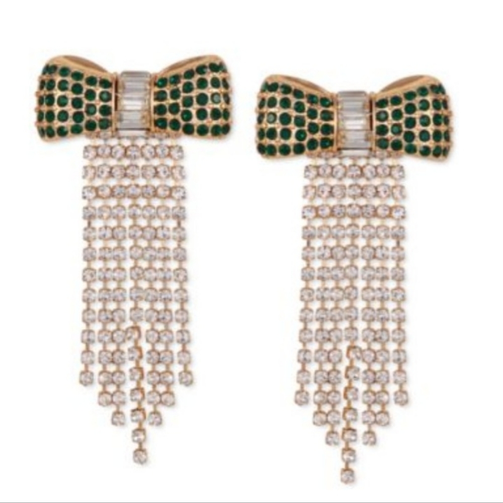 🌞NWT Rhinestone fringe & Bow earrings